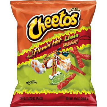 10 Pack x Cheetos Flamin Hot Limon Crunchy Cheese Flavoured Snacks 226g
